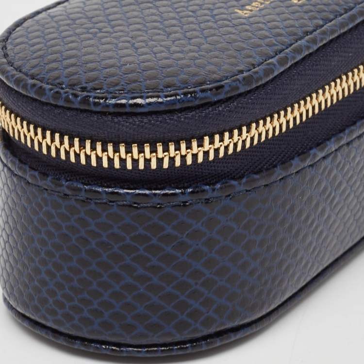 Pre Owned Aspinal Of London Midnight Blue Lizard Handbag Tidy All Case