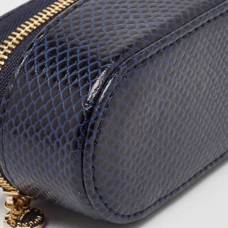 Pre Owned Aspinal Of London Midnight Blue Lizard Handbag Tidy All Case
