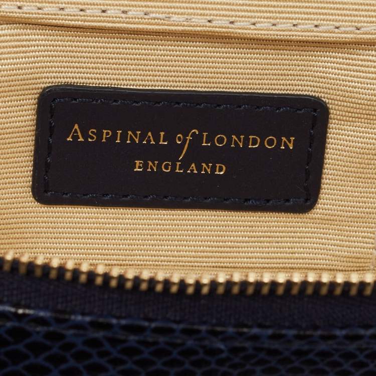 Pre Owned Aspinal Of London Midnight Blue Lizard Handbag Tidy All Case
