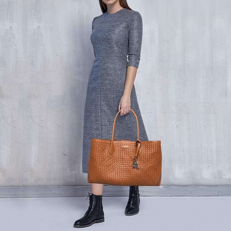 Pre Owned Aspinal Of London Brown Woven Leather London Tote