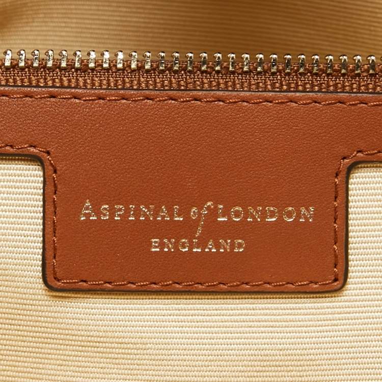 Pre Owned Aspinal Of London Brown Woven Leather London Tote