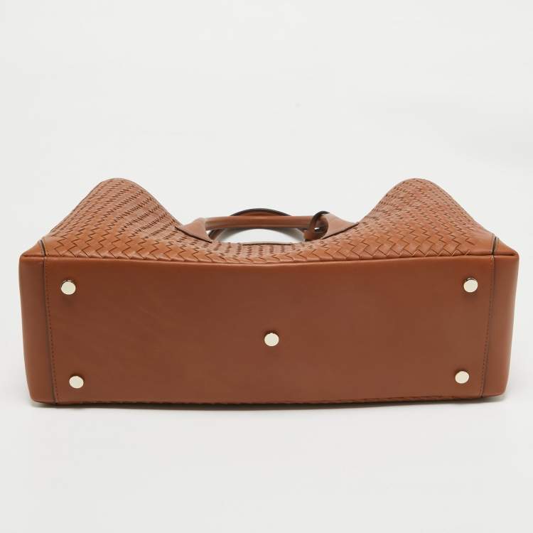 Pre Owned Aspinal Of London Brown Woven Leather London Tote