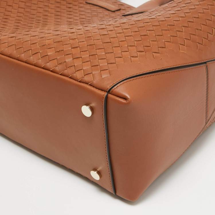 Pre Owned Aspinal Of London Brown Woven Leather London Tote