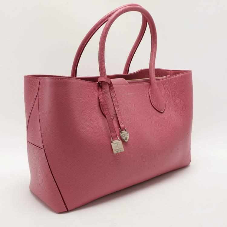 Pre Owned Aspinal Of London Pink Leather London Shopper Tote