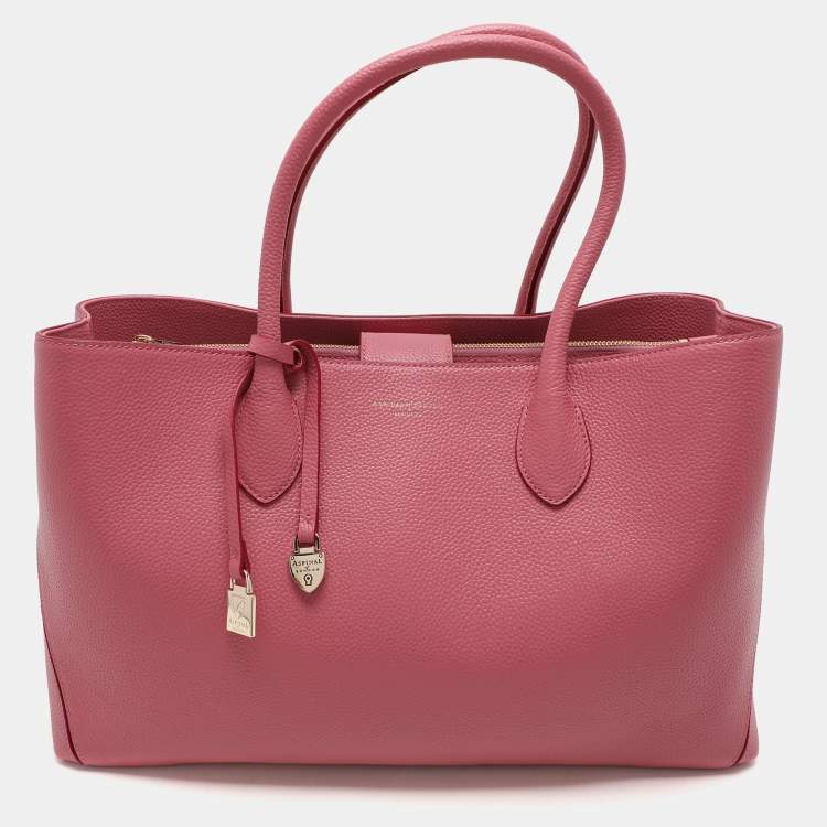 Pre Owned Aspinal Of London Pink Leather London Shopper Tote