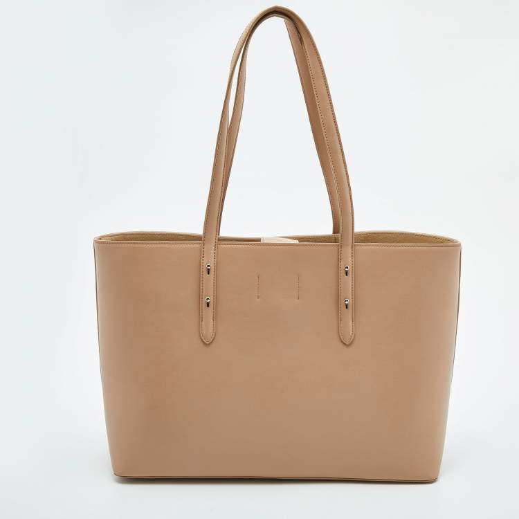 Pre Owned Aspinal Of London Beige Leather Shopper Tote 