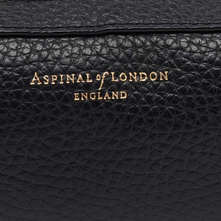 Pre Owned Aspinal Of London Black Leather Small Case Zip Pouch 