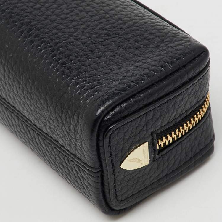 Pre Owned Aspinal Of London Black Leather Small Case Zip Pouch 
