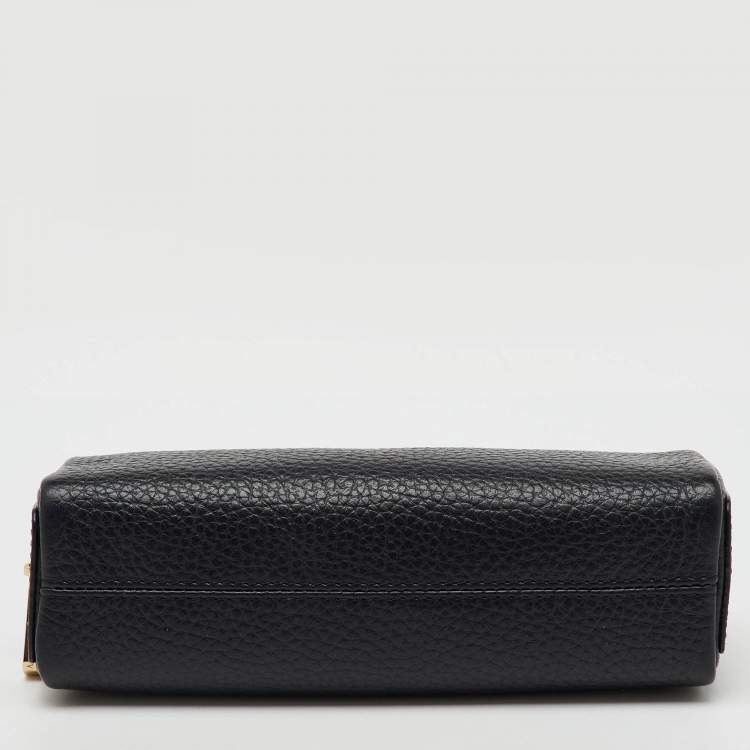 Pre Owned Aspinal Of London Black Leather Small Case Zip Pouch 