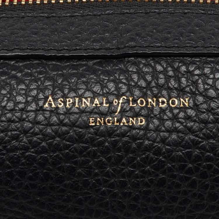Pre Owned Aspinal Of London Black Leather Small Case Zip Pouch 