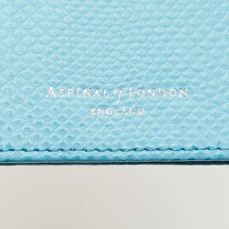 Pre Owned Aspinal Of London Passport Holder Blue Lizard Embossed Leather