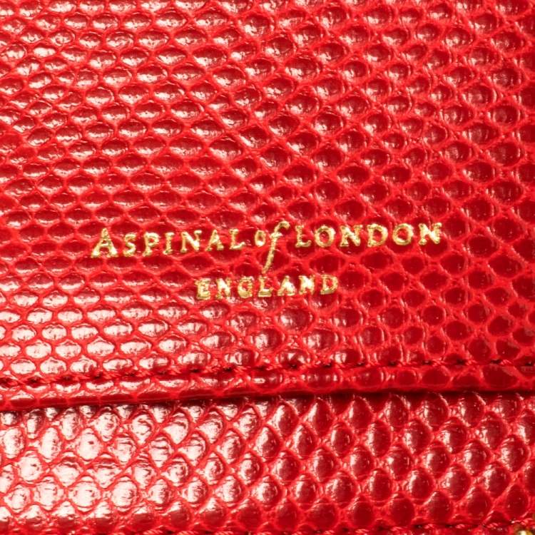 Pre Owned Aspinal Of London Red Lizard Skin Zip Travel Organizer