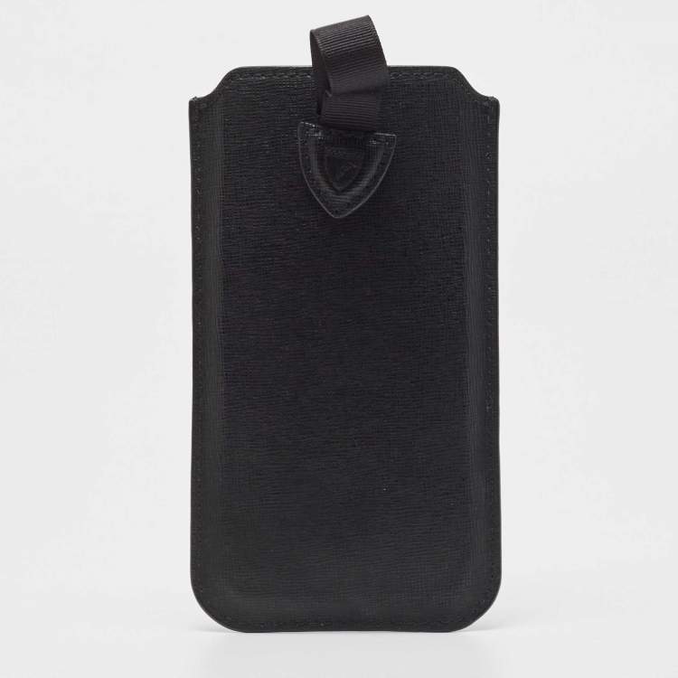 Pre Owned Aspinal Of London Black Leather Phone Case
