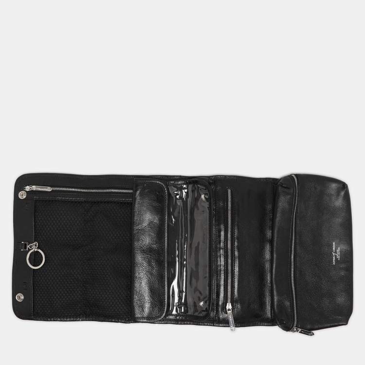 Pre Owned Aspinal Of London Black Leather Travel Organizer Clutch
