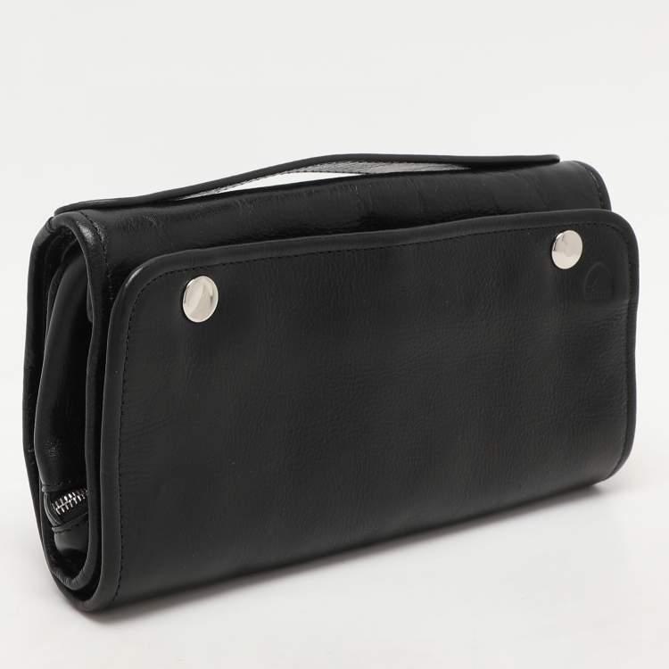 Pre Owned Aspinal Of London Black Leather Travel Organizer Clutch
