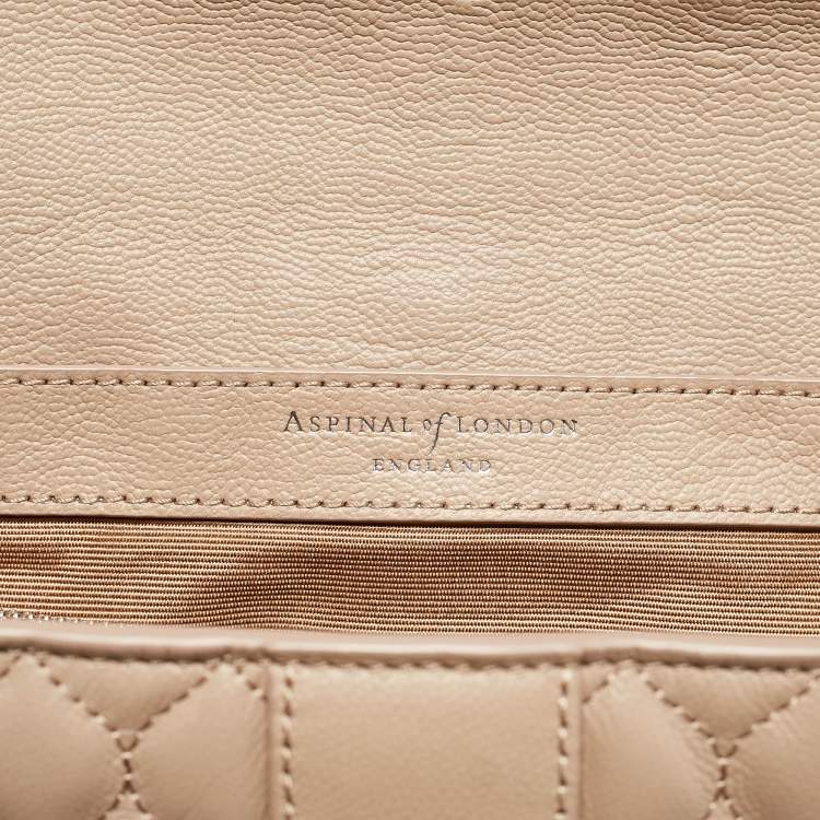 Pre Owned Aspinal Of London Beige Quilted Leather Lottie Shoulder Bag