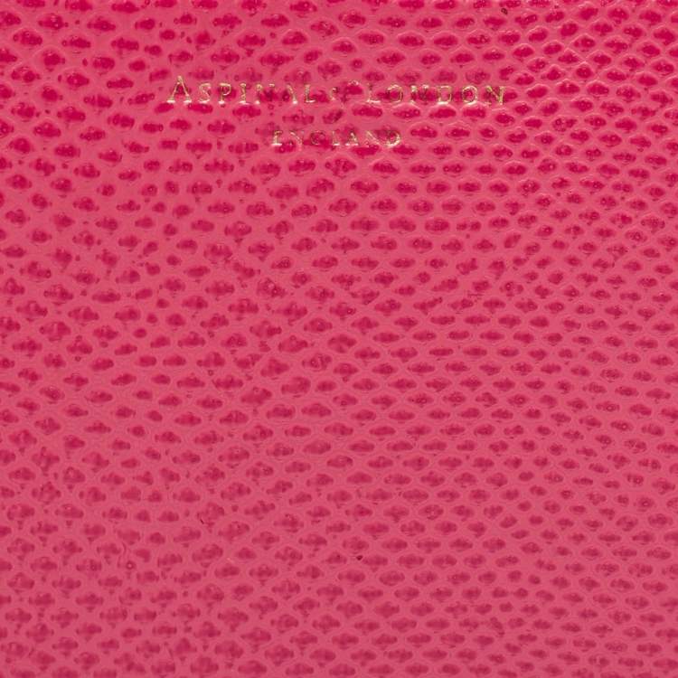 Pre Owned Aspinal Of London Pink Karung Leather Zip Around Wallet