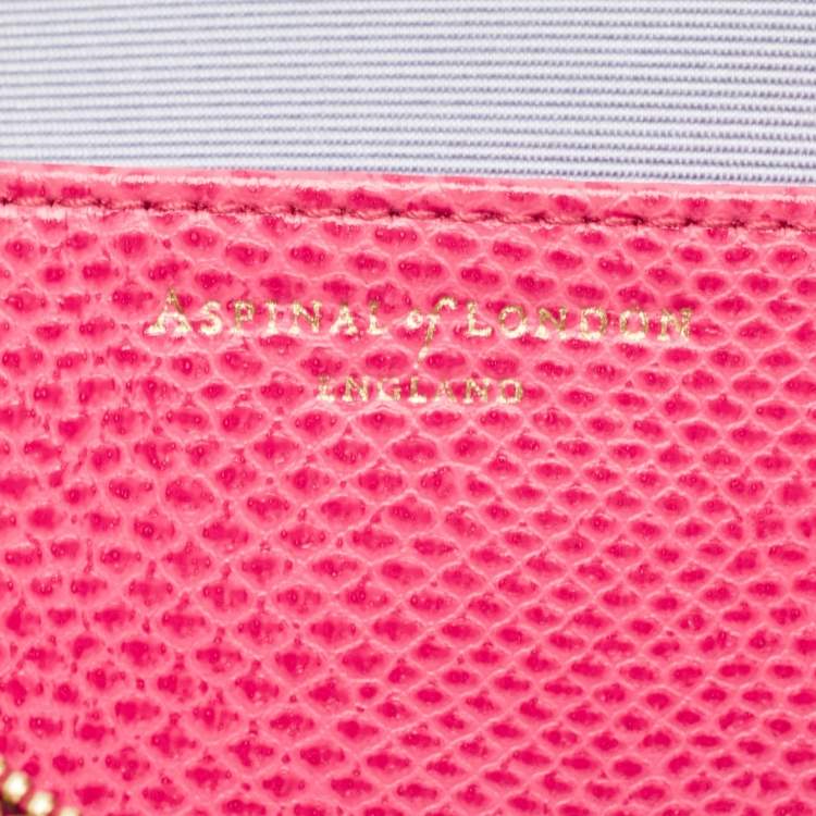 Pre Owned Aspinal Of London Pink Karung Leather Zip Around Wallet