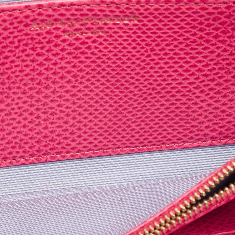 Pre Owned Aspinal Of London Pink Karung Leather Zip Around Wallet