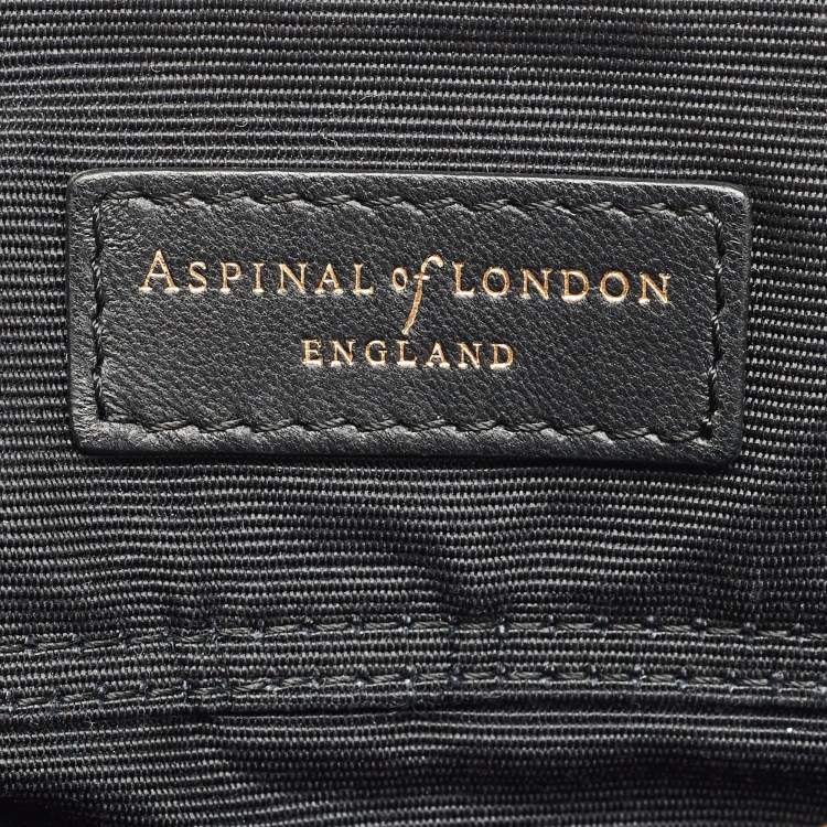 Pre Owned Aspinal Of London Black/White Leather, Rabbit Fur and Snakeskin Shoulder Bag
