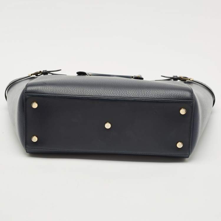Pre Owned Aspinal Of London Navy Blue Leather Large Marylebone Tote