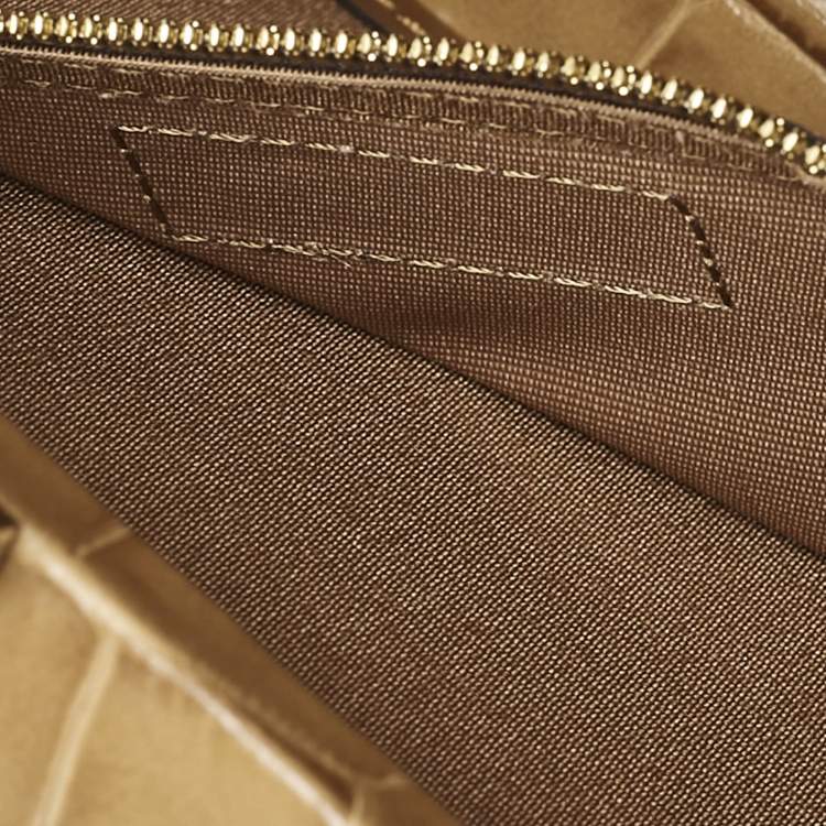 Pre Owned Aspinal Of London Tan Croc Embossed Leather Trunk Top Handle Bag