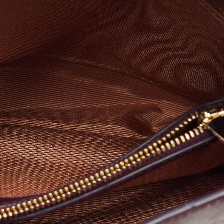 Pre Owned Aspinal Of London Dark Purple Leather Small Lottie Shoulder Bag