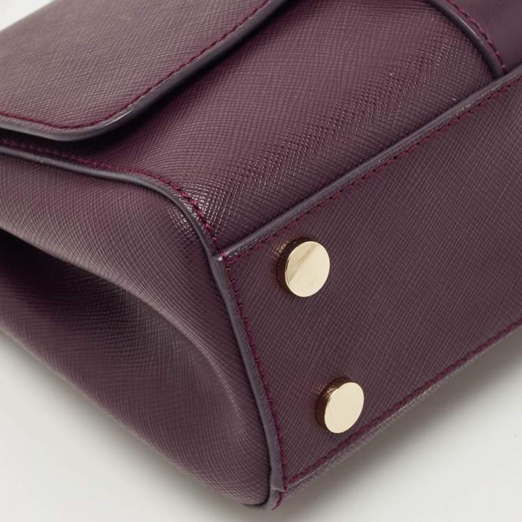 Pre Owned Aspinal Of London Dark Purple Leather Small Lottie Shoulder Bag