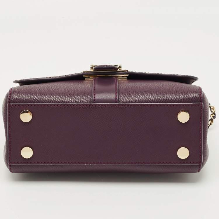 Pre Owned Aspinal Of London Dark Purple Leather Small Lottie Shoulder Bag