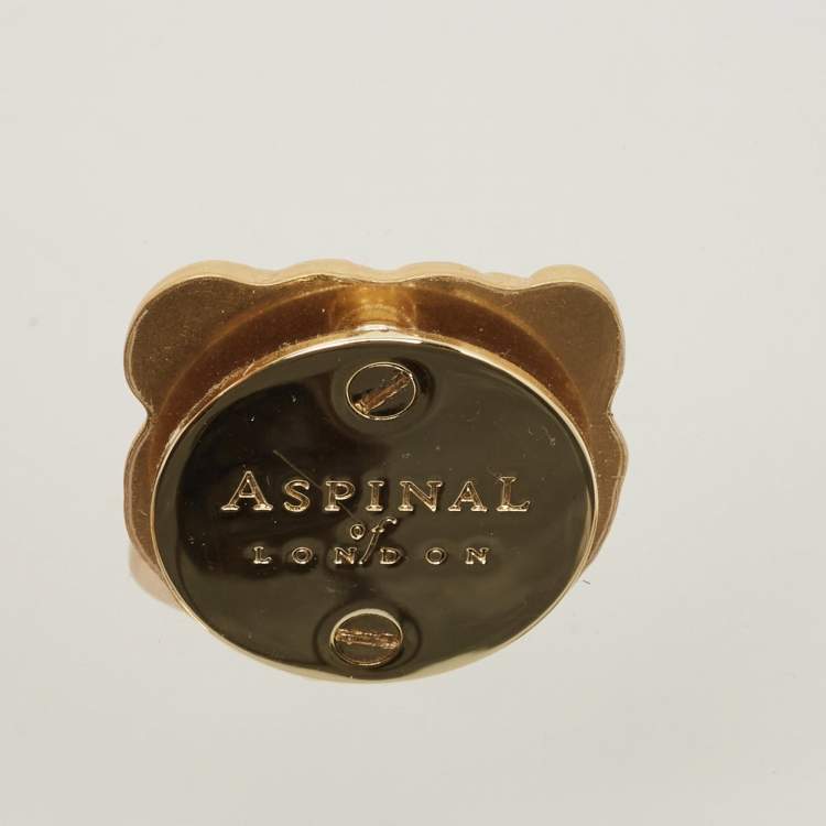 Pre Owned Aspinal Of London Gold/Clear Acrylic Trunk Top Handle Bag