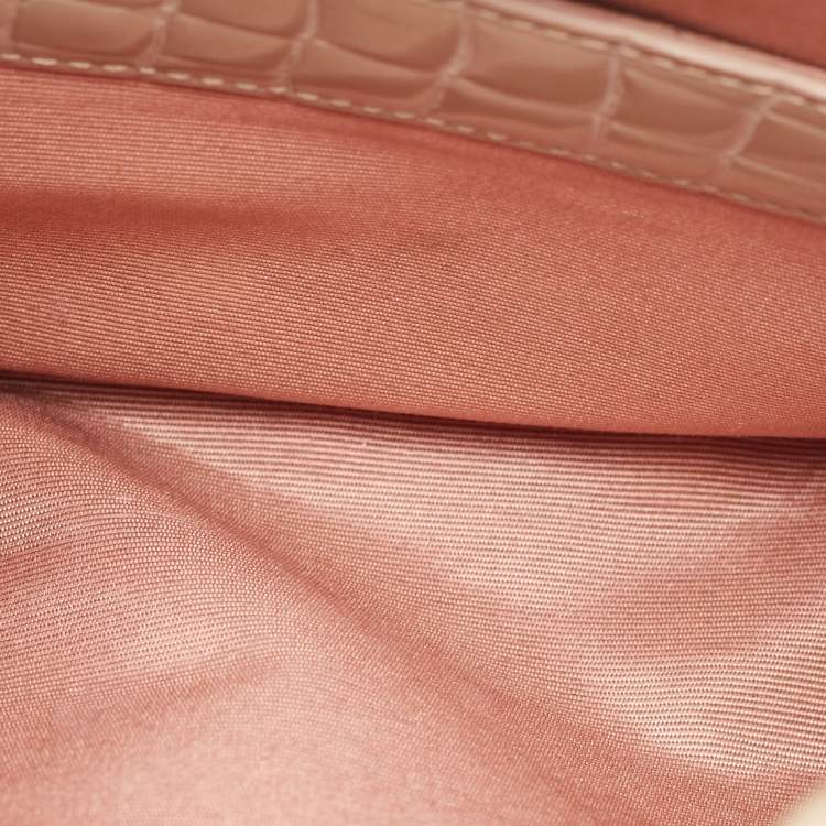 مملوكة مسبقًا Aspinal Of London Florence Small Beige Croc Embossed Patent Leather Top Handle Bag