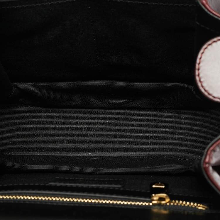 مملوكة مسبقًا Aspinal Of London Lion Lansdowne Small Black/Burgundy Leather Top Handle Bag