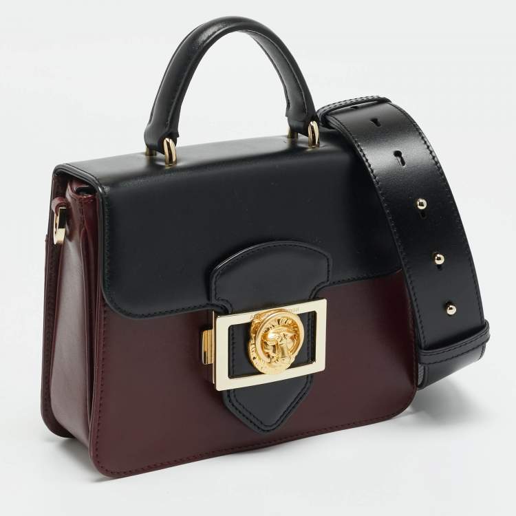 مملوكة مسبقًا Aspinal Of London Lion Lansdowne Small Black/Burgundy Leather Top Handle Bag