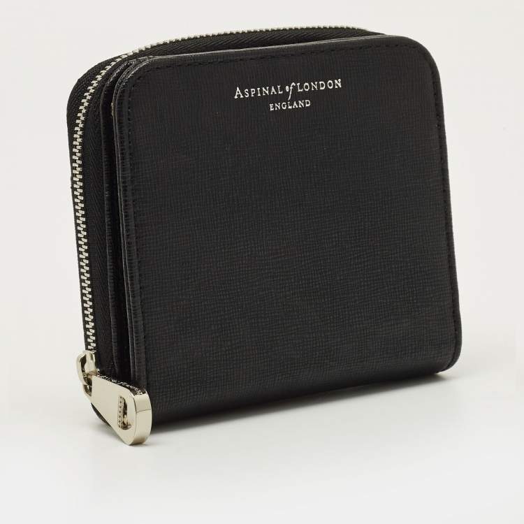 Pre Owned Aspinal of London Black Leather Compact Wallet