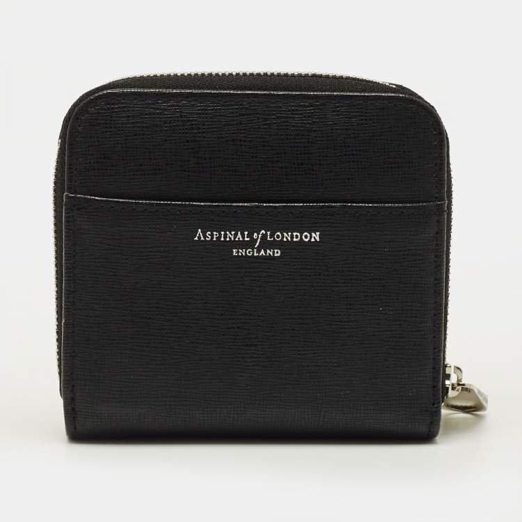 Pre Owned Aspinal of London Black Leather Compact Wallet