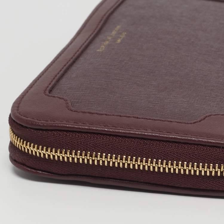 Pre Owned Aspinal Of London Burgundy Leather Zip Continental Wallet