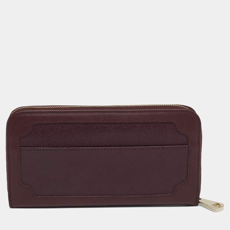 Pre Owned Aspinal Of London Burgundy Leather Zip Continental Wallet