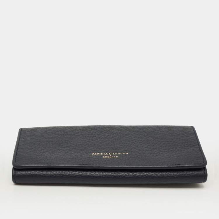 Pre Owned Aspinal Of London Essential Navy Blue Leather Continental Wallet