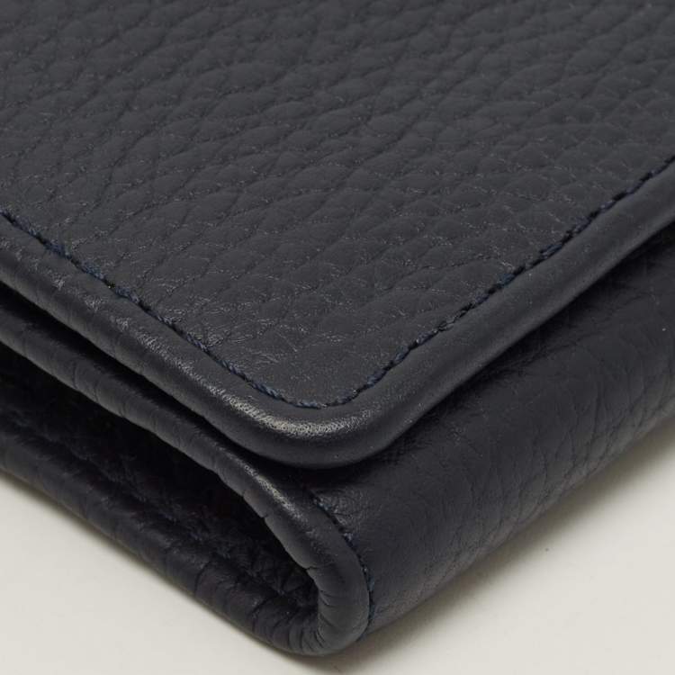 Pre Owned Aspinal Of London Essential Navy Blue Leather Continental Wallet