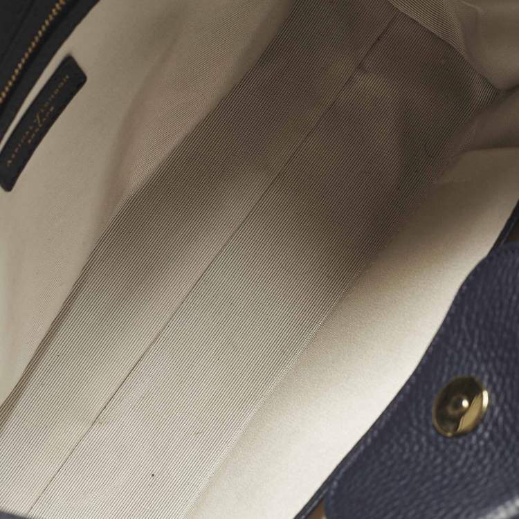 Pre Owned Aspinal Of London Midi Madison Navy Blue Leather Tote