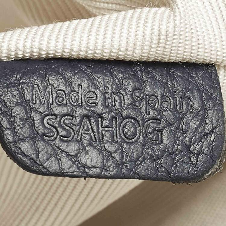 Pre Owned Aspinal Of London Midi Madison Navy Blue Leather Tote