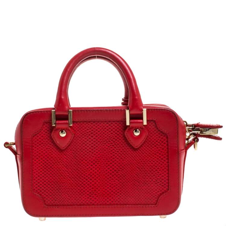 Pre Owned Aspinal of London Red Lizard Embossed Leather Mini Sofia Shoulder Bag