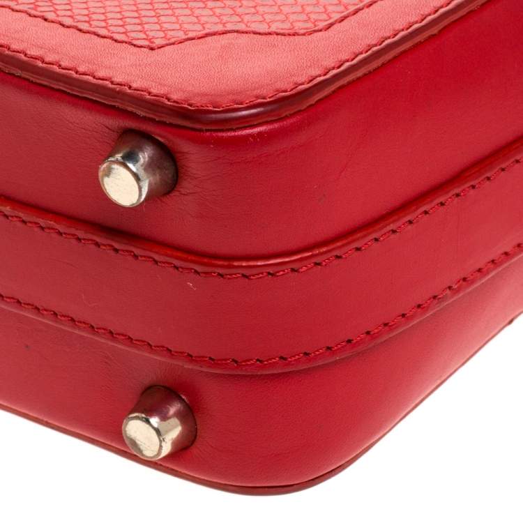 Pre Owned Aspinal of London Red Lizard Embossed Leather Mini Sofia Shoulder Bag