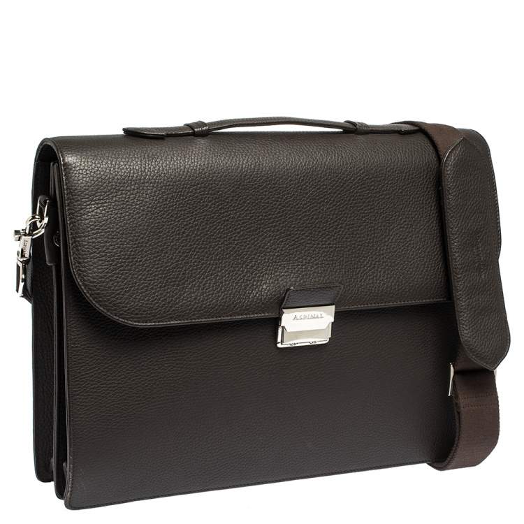 Pre Owned Aspinal Of London Dark Brown Leather Combination Lock Briefcase