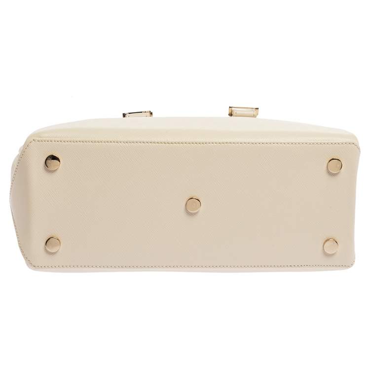 Pre Owned Aspinal Of London Off White Leather Midi Madison Tote
