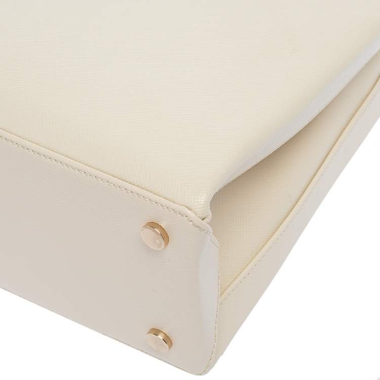 Pre Owned Aspinal Of London Off White Leather Midi Madison Tote