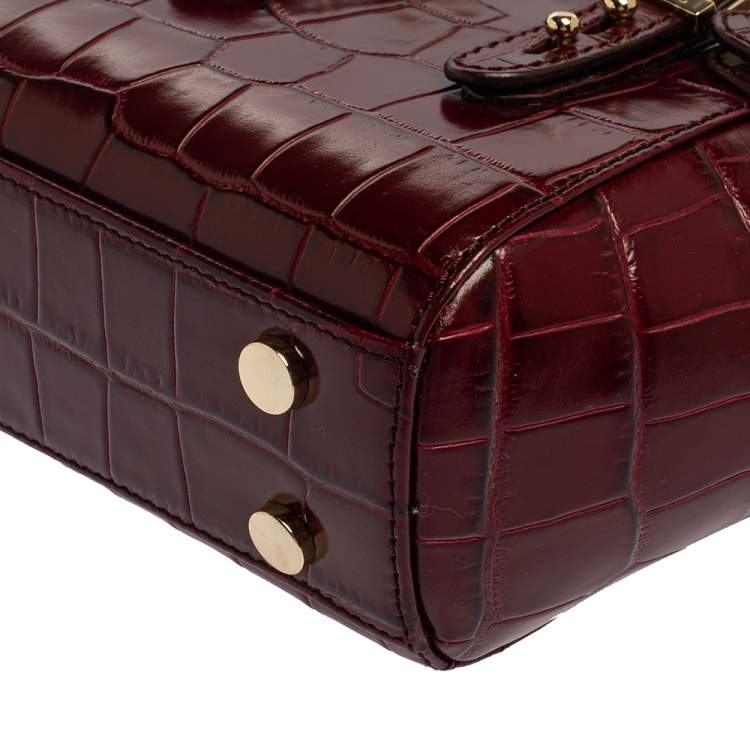 Pre Owned Aspinal Of London Red Croc Embossed Leather Marylebone Tote