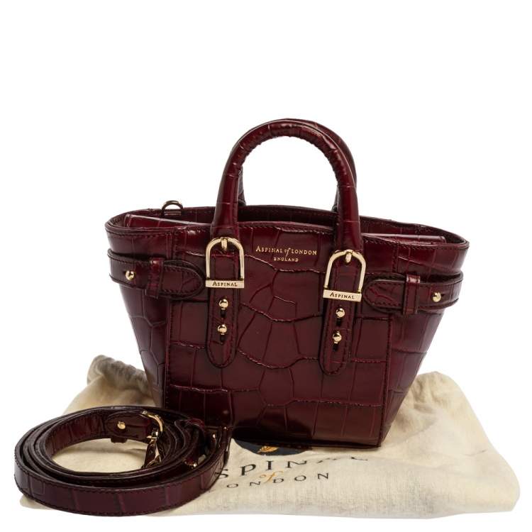 Pre Owned Aspinal Of London Red Croc Embossed Leather Marylebone Tote