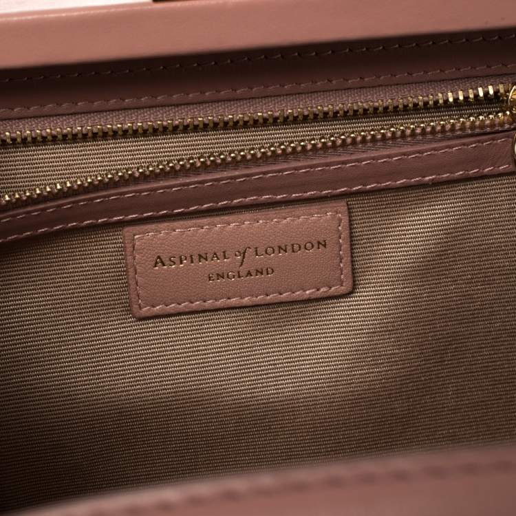 Pre Owned Aspinal of London Pink Watersnake and Leather Mini Trunk Top Handle Bag