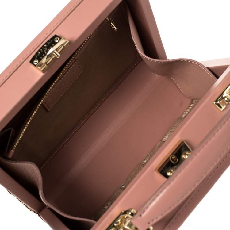 Pre Owned Aspinal of London Pink Watersnake and Leather Mini Trunk Top Handle Bag